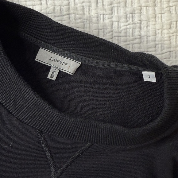 Lanvin Patch Crew Neck Sweatshirt Jumper Black Men's size S Designer Slim Cotton - Picture 11 of 16